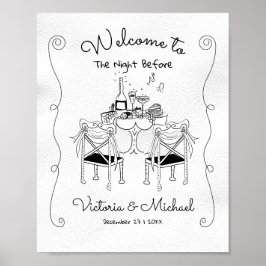 Póster Esbozo de Doodle Sillas de mesa Ensayos divertidos