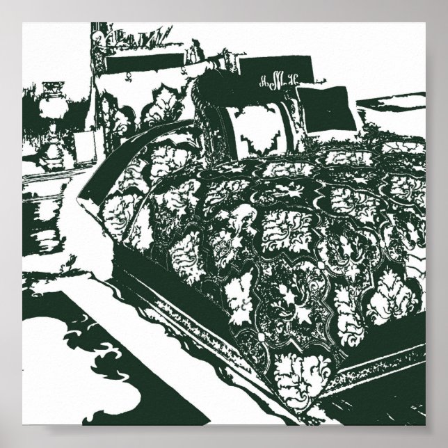 Póster Esbozo de dormitorio verde (Frente)