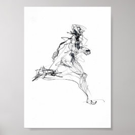 Póster Esbozo de ejecución abstracta