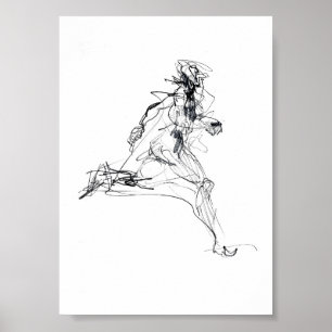 Póster Esbozo de ejecución abstracta