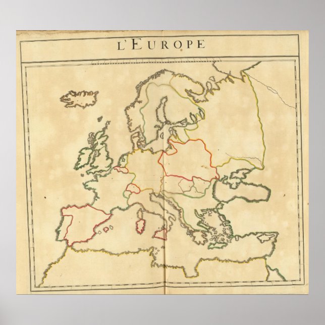 Póster Esbozo de Europa y las grandes ciudades (Frente)