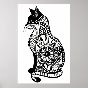 Póster Esbozo de gato curado II