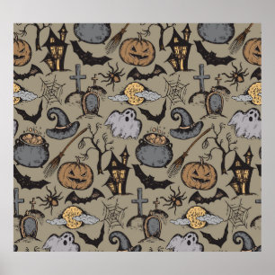 Póster Esbozo de Halloween: Viñeta sin foco