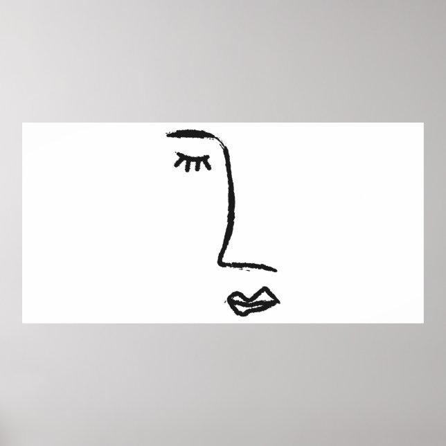 Póster Esbozo de la cara pintada con un pincel de acuarel (Frente)