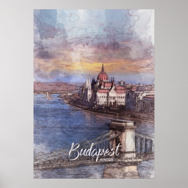 Póster Esbozo de la ciudad de Budapest (Frente)