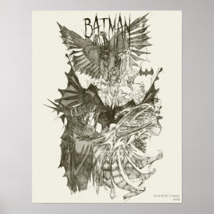 Póster Esbozo de lápiz gráfico de novela de Batman