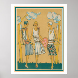 Póster Esbozo de moda Art Déco de los años 1930