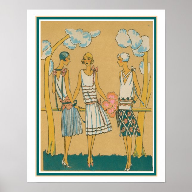 Póster Esbozo de moda Art Déco de los años 1930 (Frente)