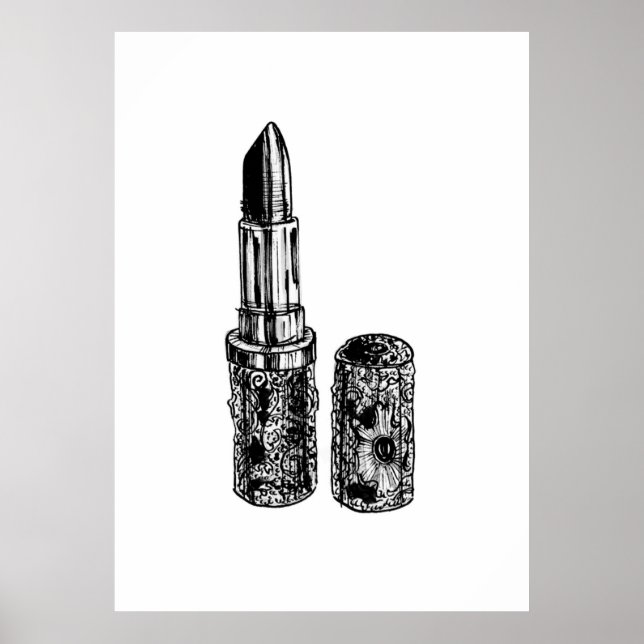 Póster Esbozo de moda de lápiz labial (Frente)