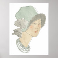 Esbozo de moda flapper - Mujer con Gorra
