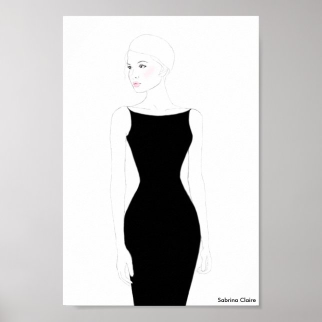 Póster Esbozo de moda - Pequeño vestido negro (Frente)