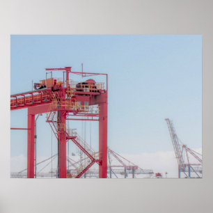 Póster Esbozo de Port Crane en el puerto industrial