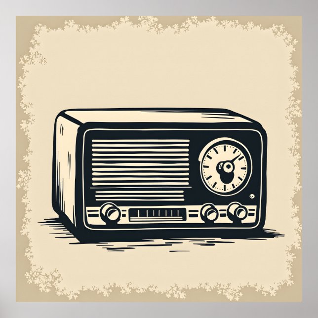 Póster Esbozo de radio antiguo (Frente)