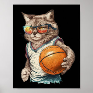 Póster Esbozo de reproducción de gato retro vintage