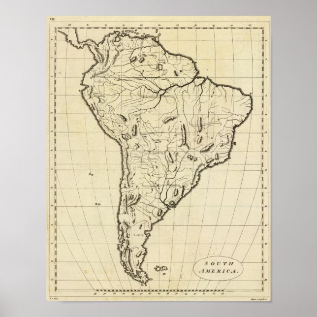 Póster Esbozo de Sudamérica (Frente)