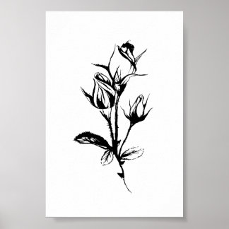 Póster Esbozo de tinta del Poster de Rosas