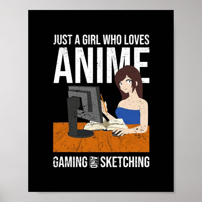 Póster Esbozo de videojuegos de Anime Lover Chicas Wom (Frente)