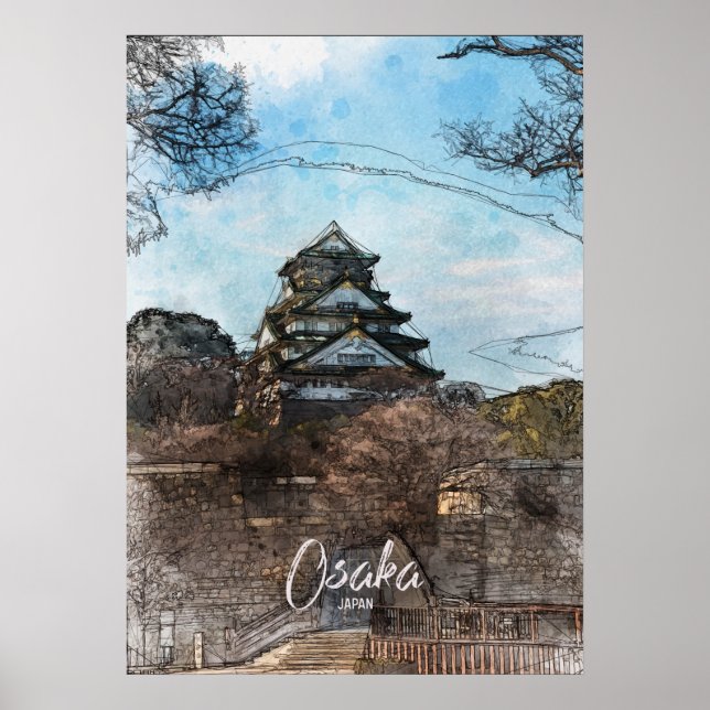 Póster Esbozo del castillo de Osaka (Frente)