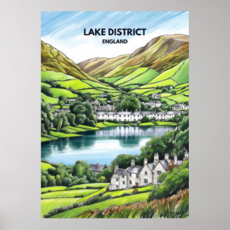 Póster Esbozo del distrito del lago