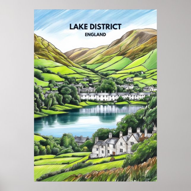 Póster Esbozo del distrito del lago (Frente)