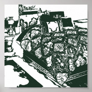 Póster Esbozo del dormitorio verde