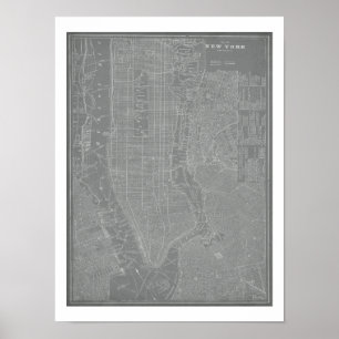 Póster Esbozo del mapa de Nueva York
