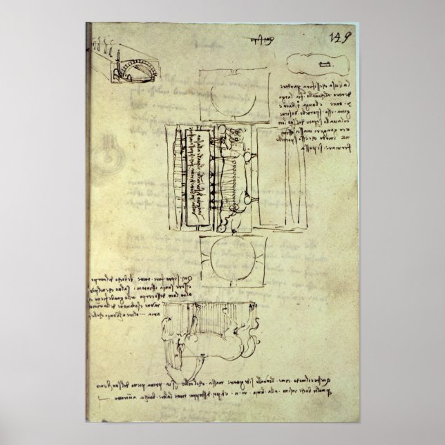 Póster Esbozo del pozo de ayuno para el caballo de Sforza (Frente)