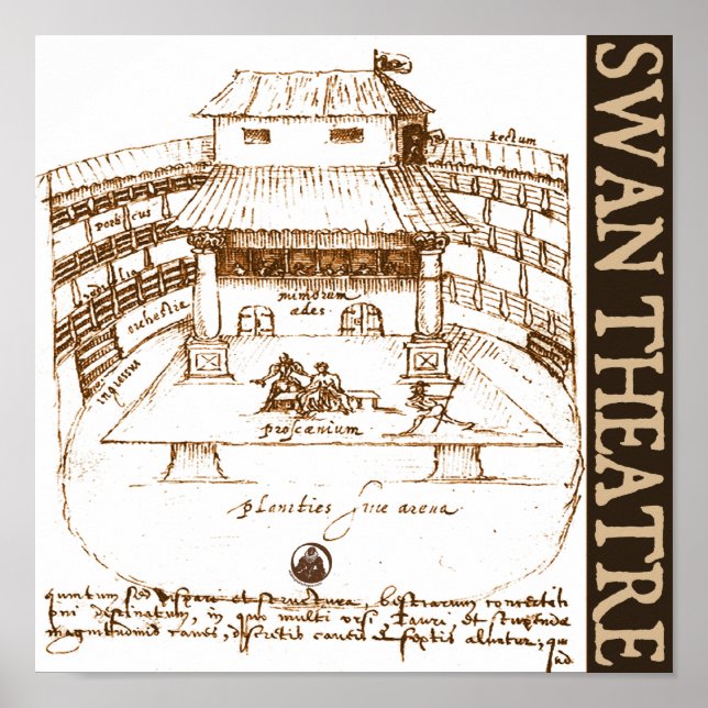 Póster Esbozo del teatro Swan de DeWitt (Frente)