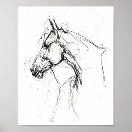 Póster Esbozo elegante de retrato de caballo - Premium