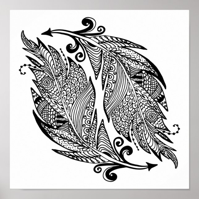 Póster Esbozo Inspirado De Las Plumas 2 (Frente)