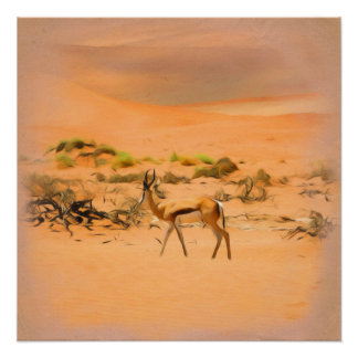 Póster Esbozo Pastel de Antelope en el desierto