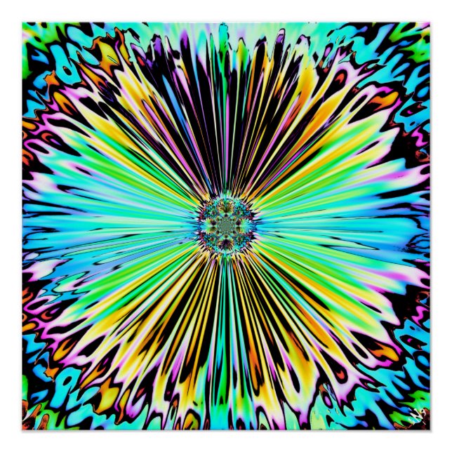 Póster Esbozo psicodélico de una flor 2 (Anverso)