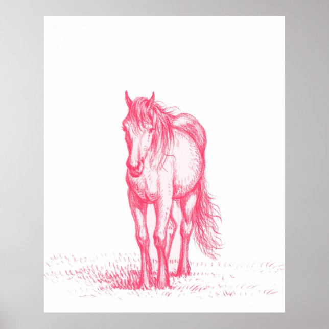 Póster Esbozo rosado de caballos (Frente)