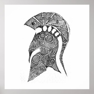 Póster Esbozo Spartan Helmet
