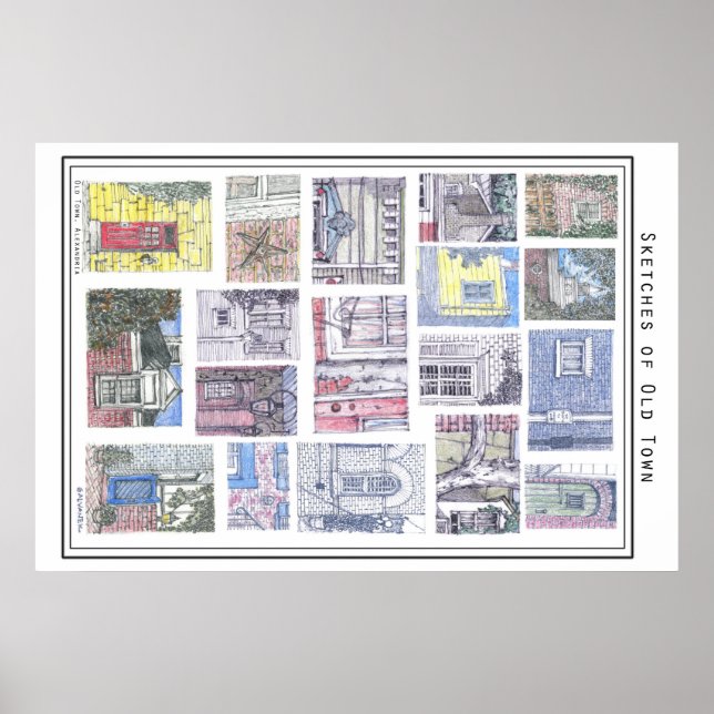 Póster Esbozos del casco antiguo de Alejandría, VA (Frente)