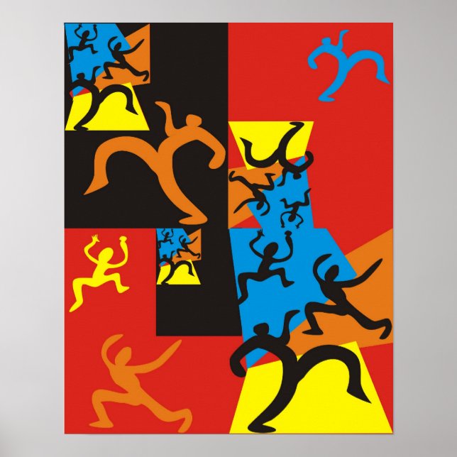 Póster Esbozos gráficos de personas bailando y saltando (Frente)