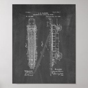 Póster Escala De Bomberos Y Patente De Camiones De La Ext