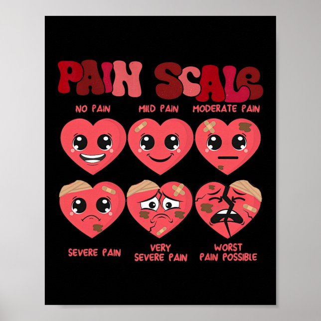 Póster Escala de dolor divertida Día de San Valentín Enfe (Frente)