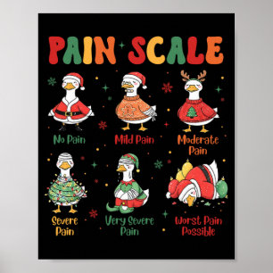 Póster Escala de dolor divertida Navidad Ganso tonto Esca