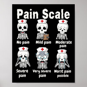 Póster Escala de dolor Enfermera linda Esqueleto Hallowee