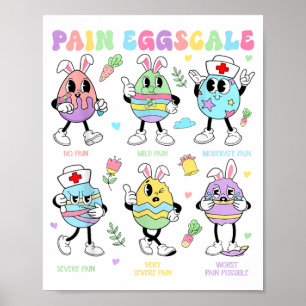 Póster Escala de dolor Pascua Día Conejito Lindo Huevos E