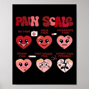 Póster Escala de dolor retro Trauma cardíaco Enfermera de