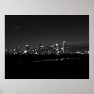 Póster Escala de grises de Dallas Skyline Dawn