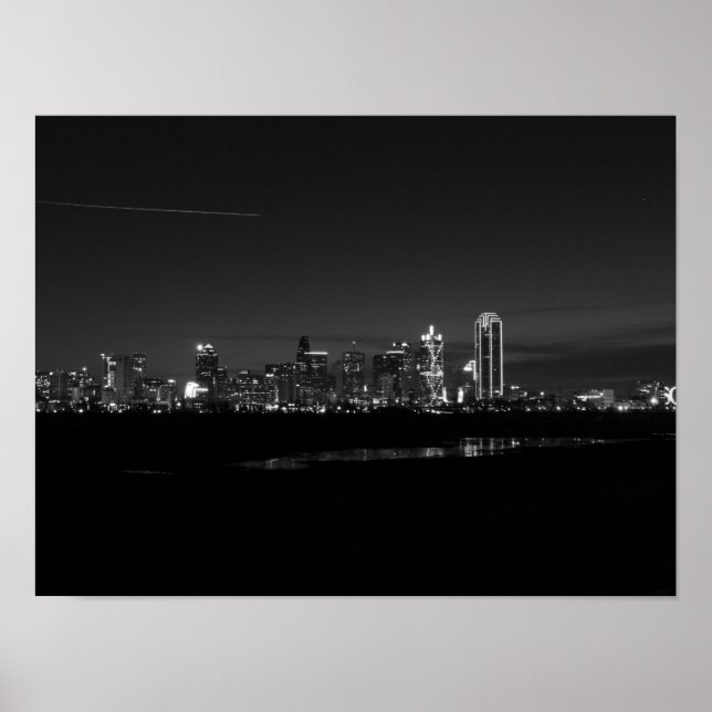 Póster Escala de grises de Dallas Skyline Dawn (Frente)