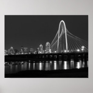Póster Escala de grises del puente de Dallas
