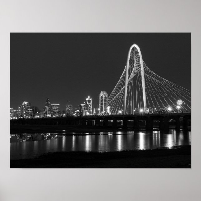 Póster Escala de grises del puente de Dallas (Frente)