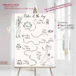 Póster Escala de tiempo del Boda retro Scribbl dibujado a