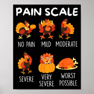 Póster Escala Divertida de Dolor de Pavo de Acción de Gra