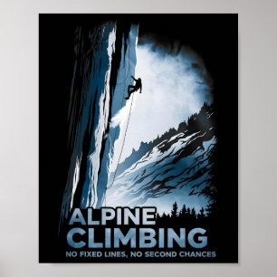 Póster Escalada Alpina Sin Líneas Fijas Sin Segundas Opor