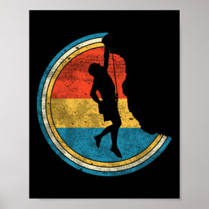 Póster Escalada de roca vintage: escalador angustiado